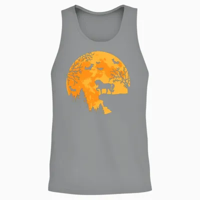 Horse Lovers Funny Horse and Moon Halloween Unisex Tank Top - Sport Grey