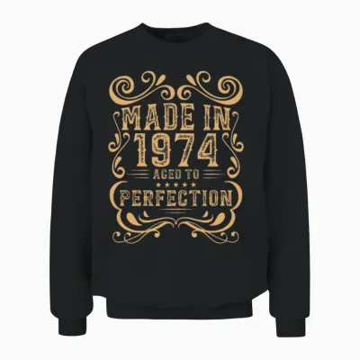 Vintage 1974 Aged to Perfection Unisex Sweatshirt - Black