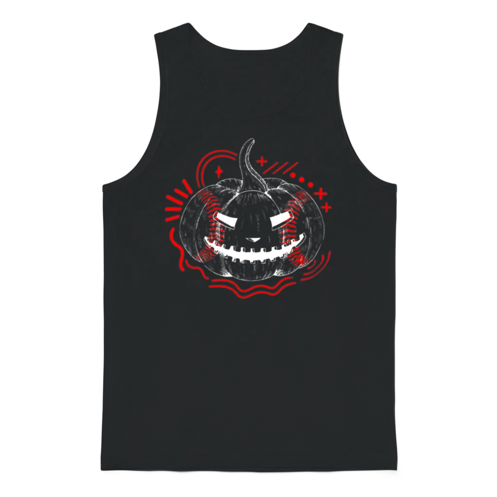 Halloween Shirt, Baseball Scary Pumpkin Sports Unisex Tank Top - Black