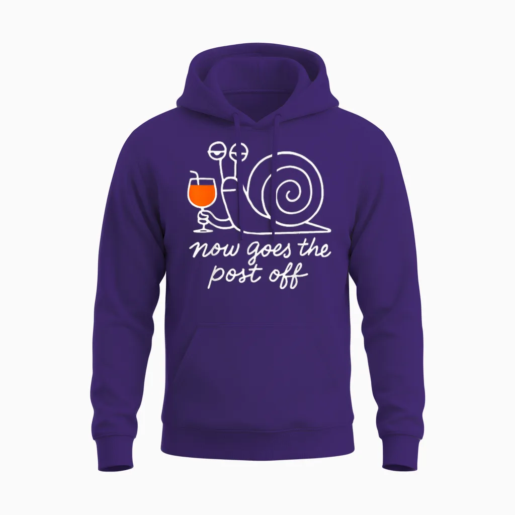Now Goes the Post Off Unisex Hoodie in Purple