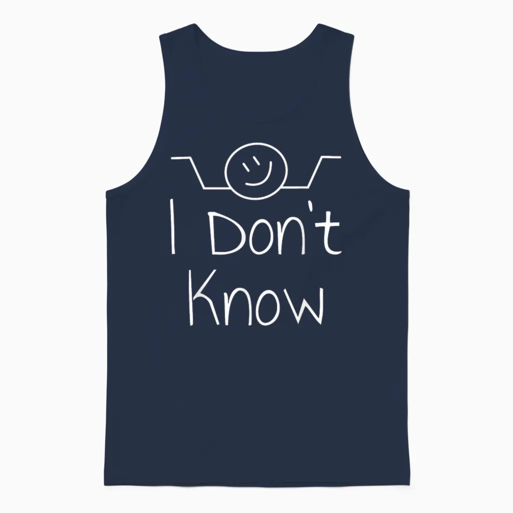 I Don't Know Hand Drawn Shrug Funny Men Women Unisex Tank Top in Navy