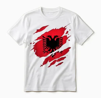 Stolze Albanische Hemden | Zerrissene Albanien-Flagge Unisex T-Shirt - White