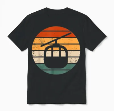 Retro Ski Lift Gondola Outfit Skiing Cable Car Mountain T-Shirt, Black Unisex T-Shirt - Black