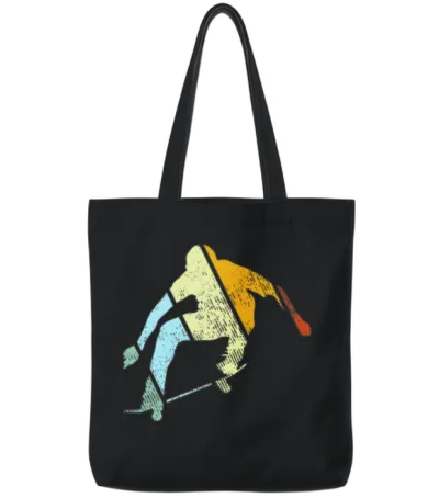 Skater Retro Tote Bags - Black