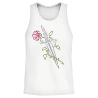 Rose with Knife Unisex Tank Top - White – 2