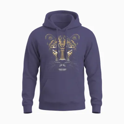 Leopard Head as Cool Portrait in Realistic Drawing Style T-Shirt, Black Unisex Hoodie - Heather Sport Dark Navy