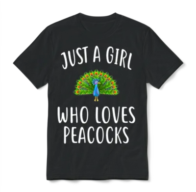 Just a Girl Who Loves Peacocks Funny Peacock Unisex T-Shirt - Black