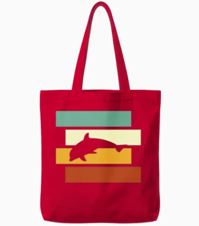 Dolphin Retro Tote Bags - Red