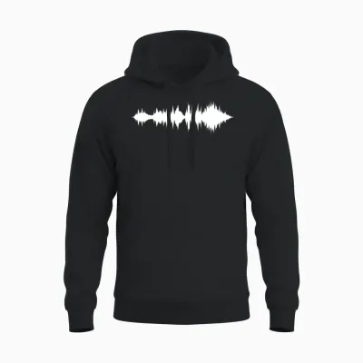 Waves Amplitude Rash Curve Diagram Music Unisex Hoodie - Black