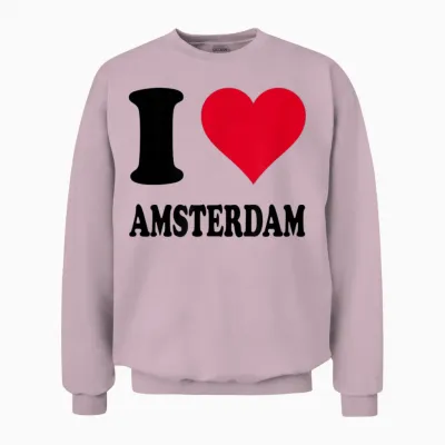 Love Stories I Heart Amsterdam White Heart Light Classic Fit Short Sleeve T-Shirt Unisex Adult S Unisex Sweatshirt - Light Pink