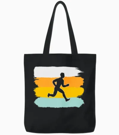Jogging Retro Tote Bags - Black