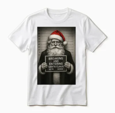 Funny Santa Christmas – Santa Claus Mugshot Unisex T-Shirt - White
