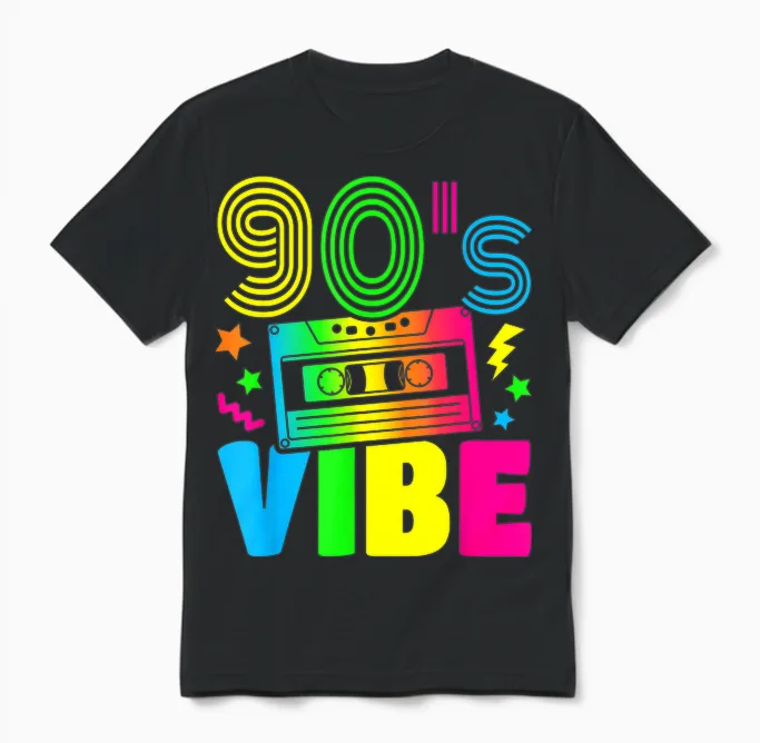 90s 90s Vibe 90s Costume Party Outfit T-Shirt, Black Unisex T-Shirt in Black