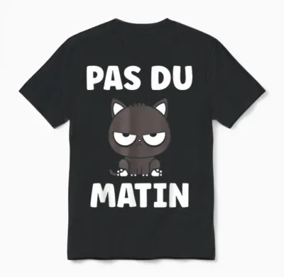 Humour Réveil Matin Chat Mignon Grognon Drole Pas Du Matin Unisex T-Shirt - Black