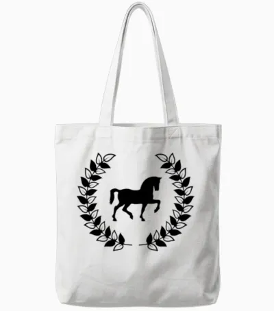 Horse Laurel Wreath Tote Bags - White