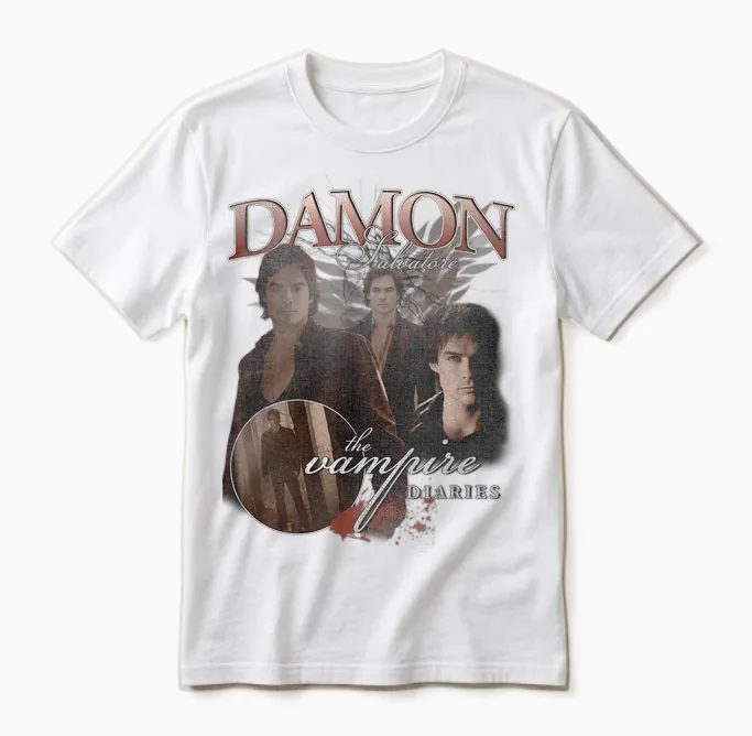 The Vampire Diaries Damon Unisex T-Shirt in White