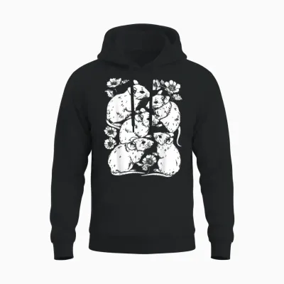 Cute Rats | Ratcore Rat | Pastel Goth Gothic Grunge Punk Unisex Hoodie - Black