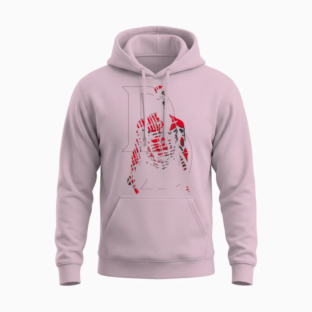 Marvel Comics Retro Daredevil in Red Shadows Unisex Hoodie in Light Pink
