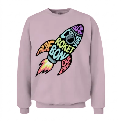 Retro Rocket Unisex Sweatshirt - Light Pink
