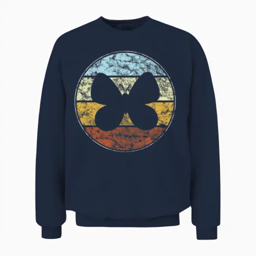 Butterfly Retro Unisex Sweatshirt in Navy