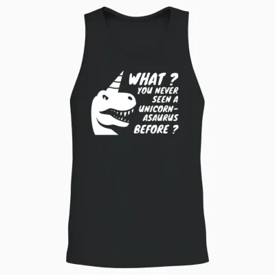 Funny Unicorn Dinosaur Unisex Tank Top - Black