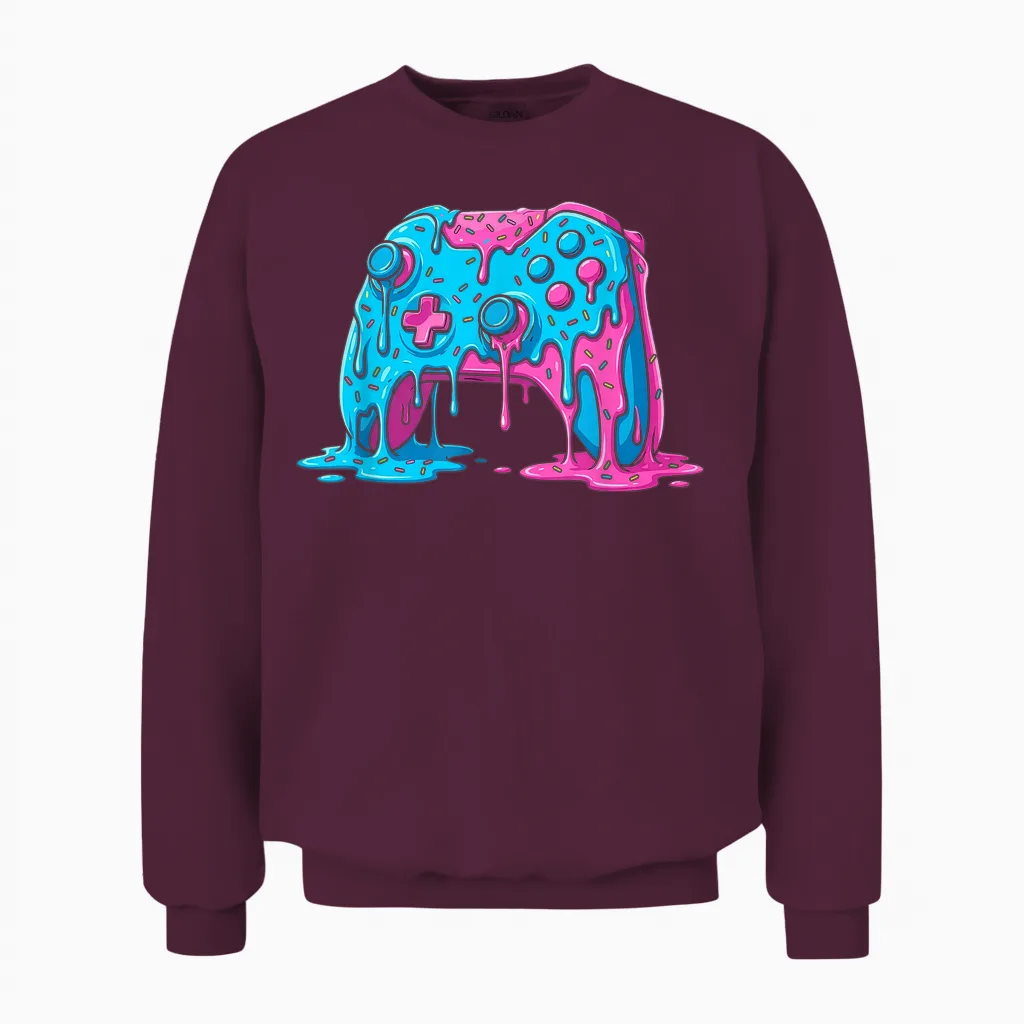 Drip Gamer Controller Boys Video Game Retro Gaming Unisex Sweatshirt in Maroon