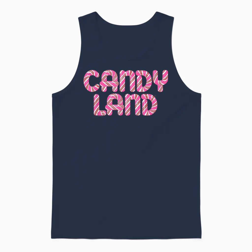 Candy Land Retro 90's Logo Unisex Tank Top in Navy