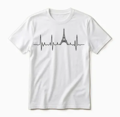 Eiffelturm Herzschlag Paris Herzklopfen Frankreich Unisex T-Shirt - White