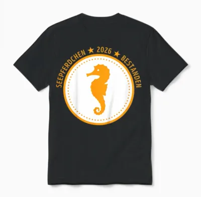 Seepferdchen Bestanden Frühschwimmer Abzeichen 2026 Unisex T-Shirt - Black
