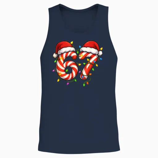 Viral 67 Candy Canes Santa Holiday Kids Humor Unisex Tank Top - Navy