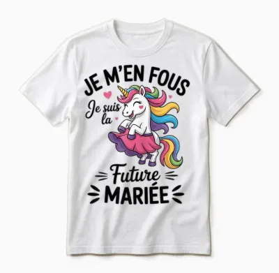 Unicorn Team Bride Je M'en Fous Je Suis La Future Bride Unisex T-Shirt - White