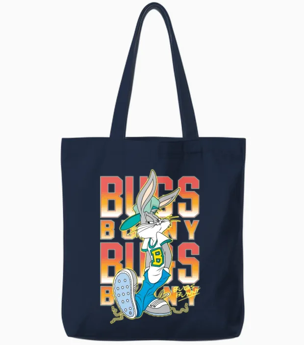 Looney Tunes Bugs Bunny Hiphop Tote Bags in Navy