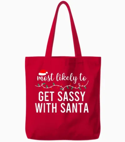 Most Likely to Christmas Shirt Matching Family Pajamas Funny Tote Bags - Red