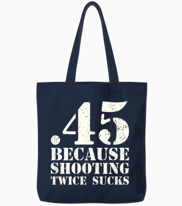 Kaliber 45 Lustiges Sportschützin Sportschütze Tote Bags in Navy