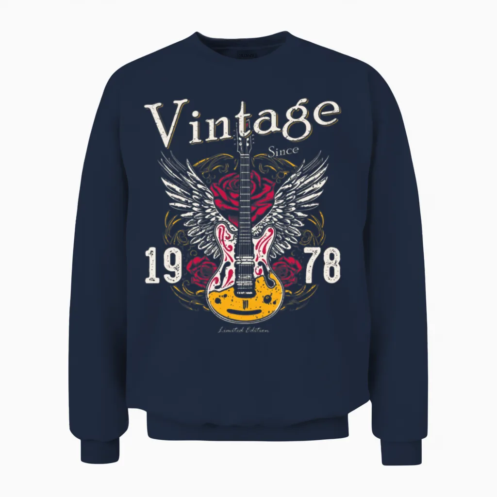 Vintage Since 1978 β Rocking 47 Years Loud Unisex Sweatshirt in Navy