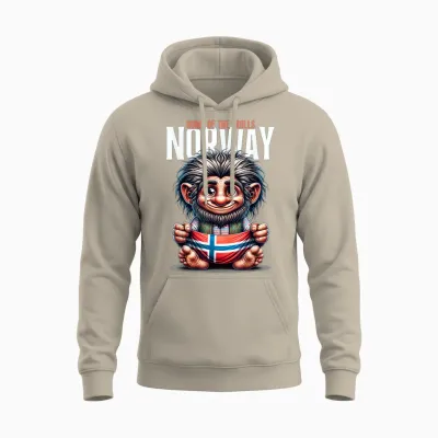 Norway Troll Flag Norway Outdoor Travel Scandinavia T-Shirt, Black Unisex Hoodie - Sand