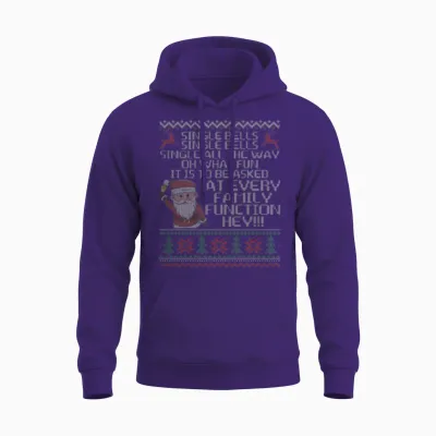 Single Bells Single All the Way Funny Single Man Unisex Hoodie - Purple