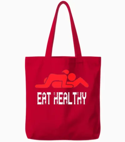 Funny Eat Healthy Sexy Tote Bags - Red