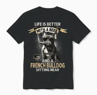 Chien Vintage Cool Papas Drôle Fête Des Pères Bouledogue Français Unisex T-Shirt - Black