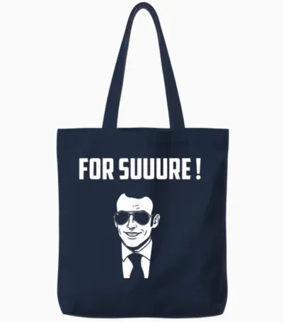 For Sure Emmanuel Macron Glasses Tote Bags - Navy