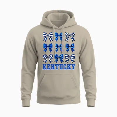 Kentucky Women Toddler Girls Kids Sister Niece Coquette Bow Unisex Hoodie - Sand