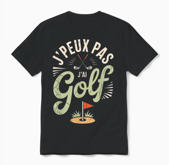 J'peux Pas J'ai Golf Unisex T-Shirt in Black