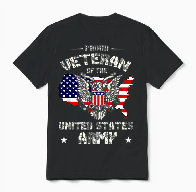 Proud Veteran of the Us Army - Usa Flag Soldier Veteran Unisex T-Shirt in Black