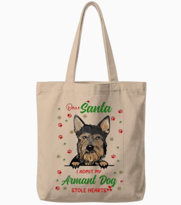 Armant Dog Dog Christmas Dog Breed Tote Bags in Natural