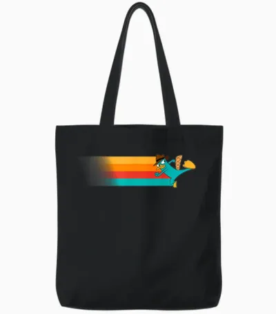 Disney Channel Phineas and Ferb Perry the Platypus T-Shirt Small Tote Bags - Black