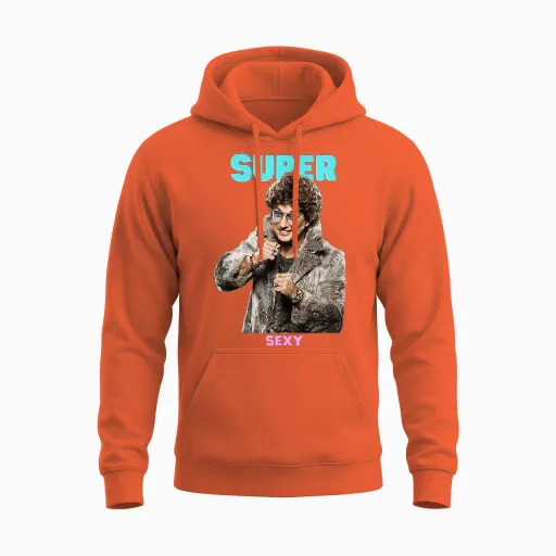 Atze Fur Super Sexy T-Shirt, Black Unisex Hoodie - Orange