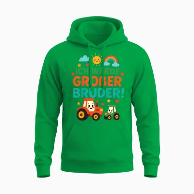 Kinder Ich Werde Großer Bruder 2026 Traktor Bauernhof Kinder Unisex Hoodie - Irish Green