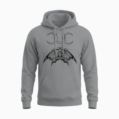 Y2k Mall Goth Moth Und Moon Emo Alt Unisex Hoodie - Sport Grey