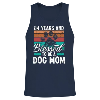 84 Year Old Dog Mom 84 Birthday Retro Dog Mother Unisex Tank Top - Navy