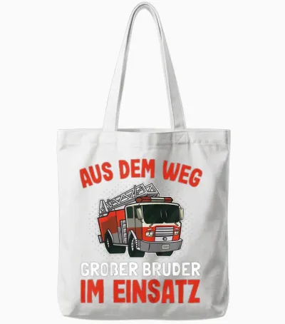 T-Shirt with German Text "großer Bruder Feuerwehr Tote Bags - White